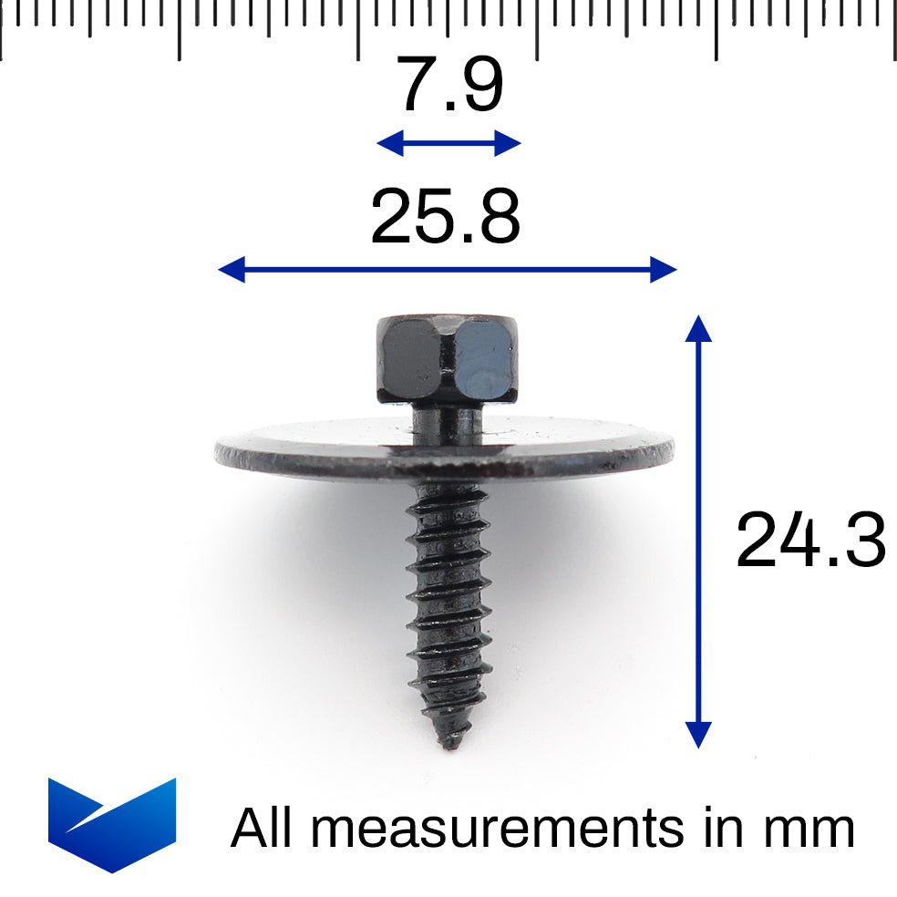 SEM Screw, 4.8 x 25mm with 26mm Washer, Black - image 2
