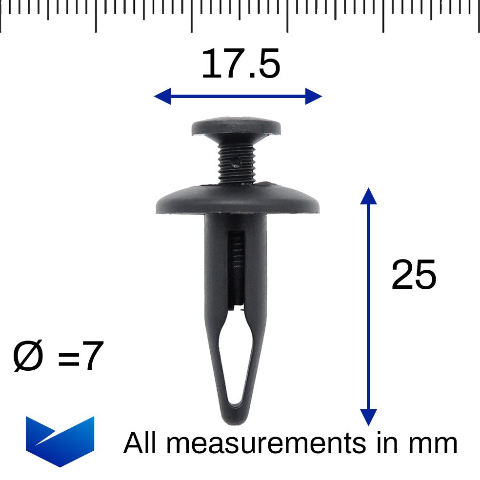 Screw Fit Plastic Rivet, 8mm Hole, 22mm Collar, Black - image 2