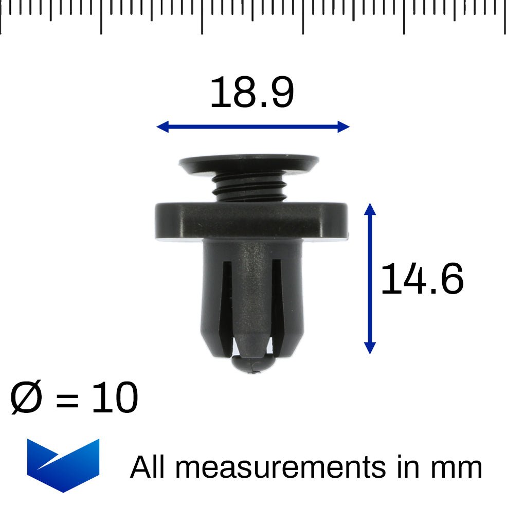 Screw Fit Plastic Clip, 10mm Hole, Square Collar, Black - image 2