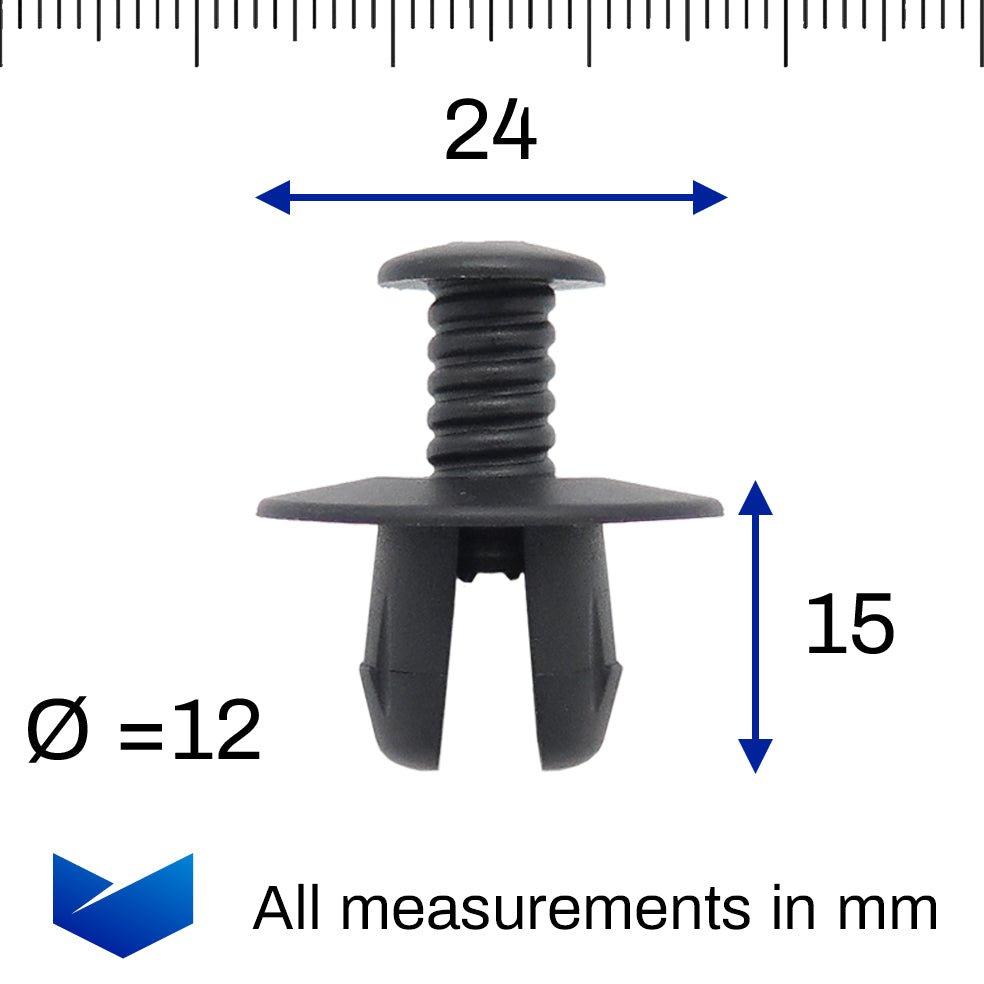 Screw Fit Plastic Clip, 12mm Hole - image 2