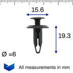Screw Fit Plastic Rivet, 6.5mm Hole, 18mm Collar, Black - image 2
