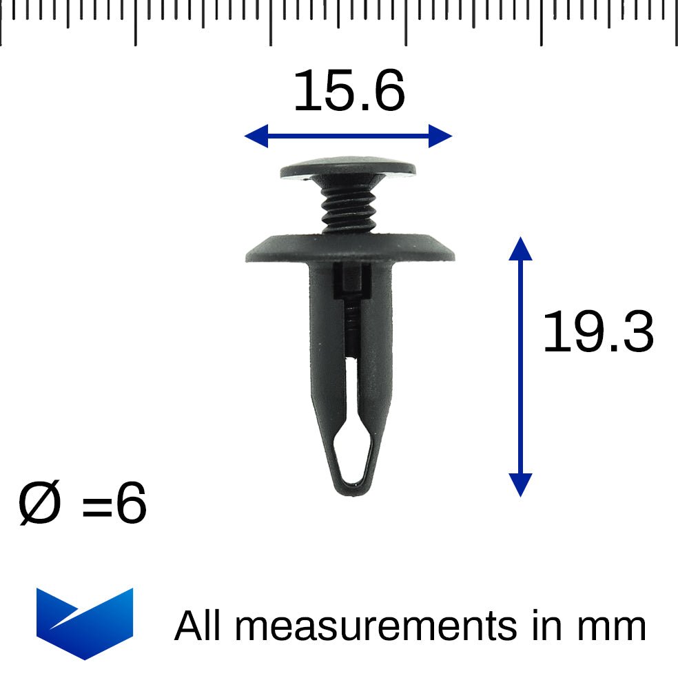 Screw Fit Plastic Rivet, 6.5mm Hole, 18mm Collar, Black - image 2