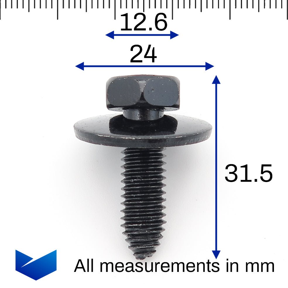 SEM Screw, M8 x 30mm with 24mm Washer, Black - image 2