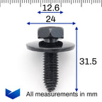 SEM Screw, M8 x 30mm with 24mm Washer, Black - image 2