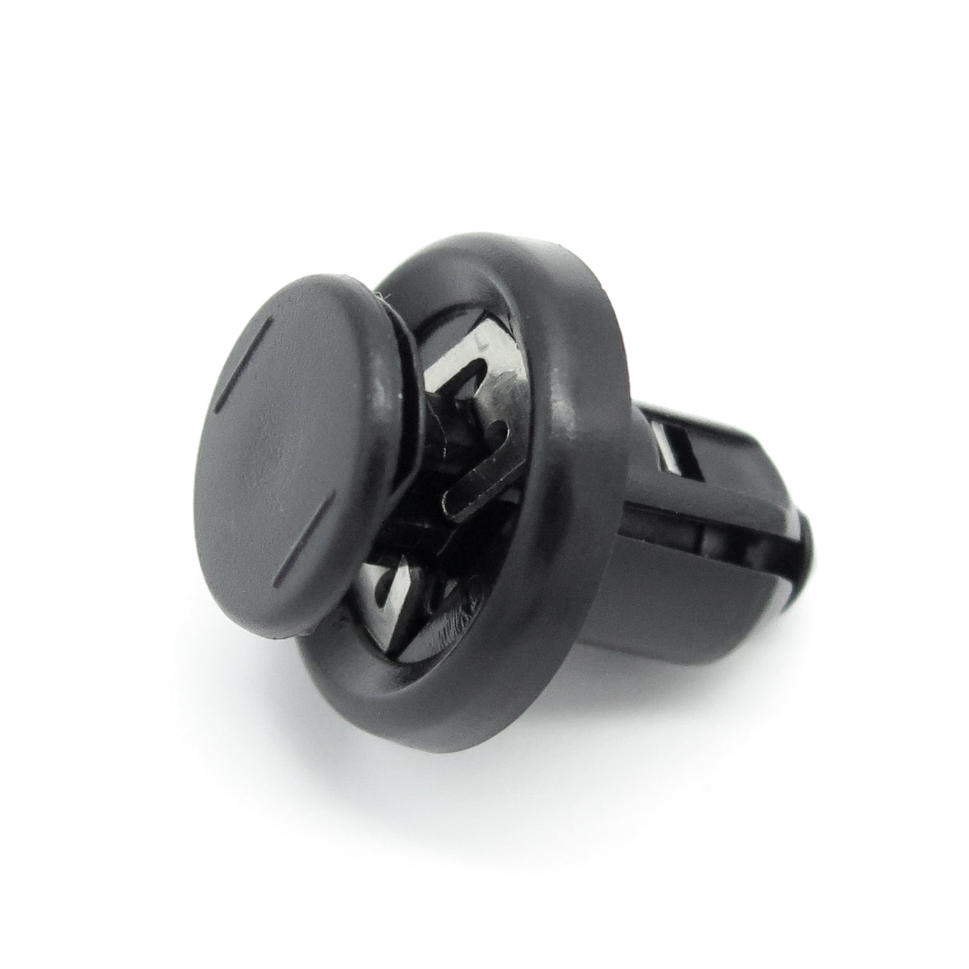 Push Fit Plastic Rivet, 10mm Hole, 20mm Collar, Metal Insert- Short, Black - image 3