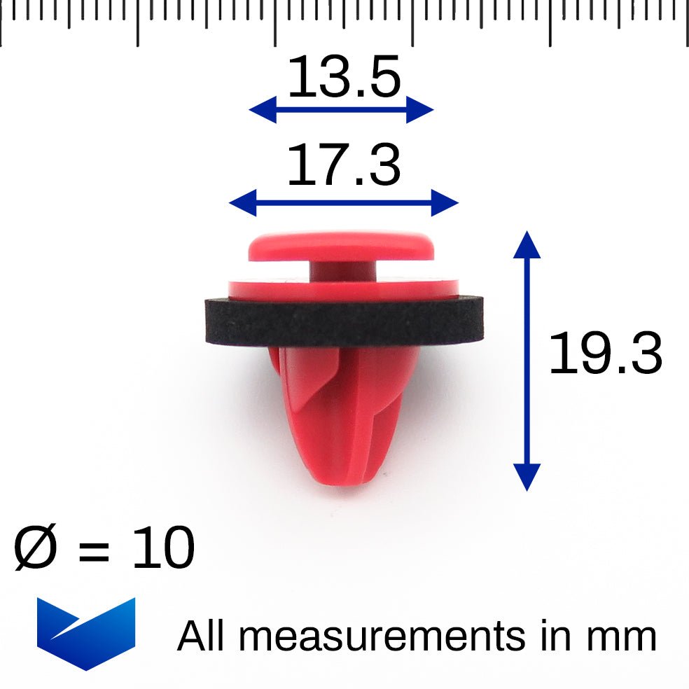 Trim Moulding Clip, Red with Washer - image 2