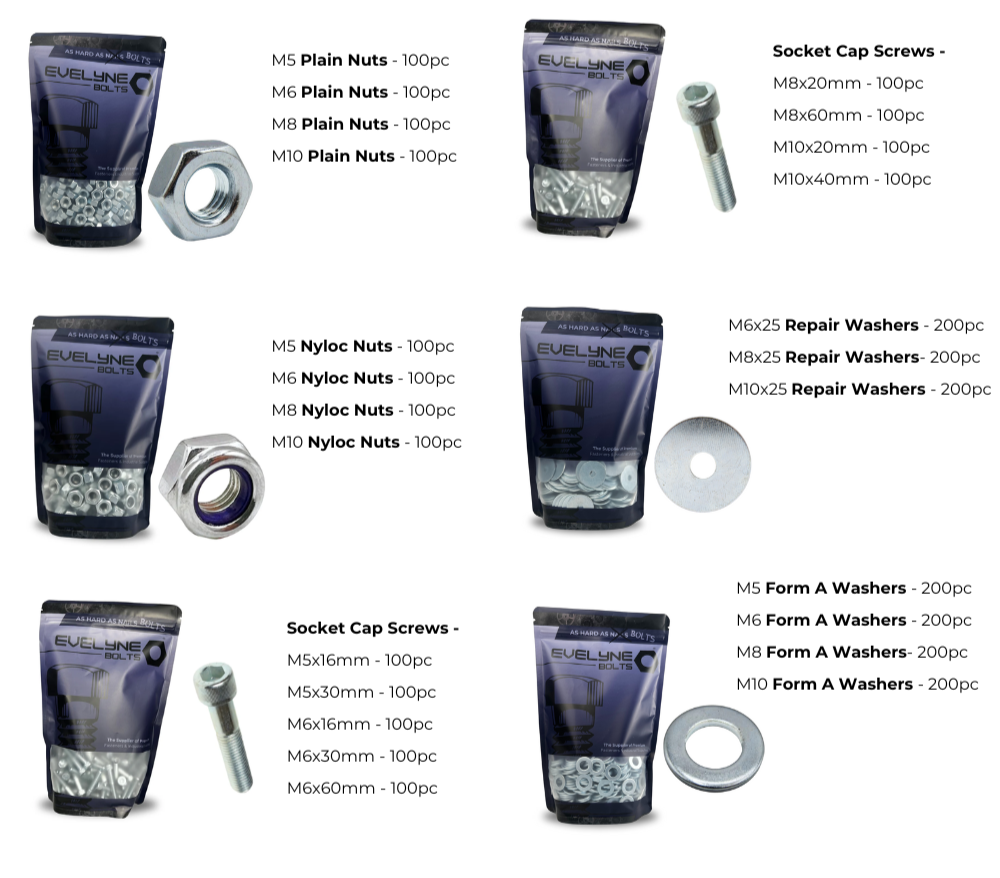 3100pc Nut, Bolt & Washer Pack [Socket Cap Pack]