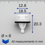 Exterior Moulding Clip, White with Washer - image 2