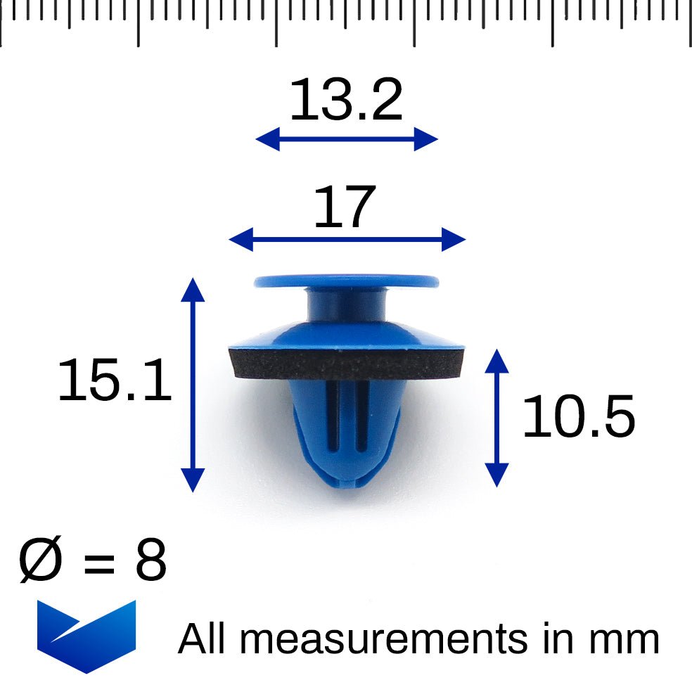 Trim Panel Retainer Clip, Blue with Washer - image 2