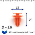 Interior Trim Panel Clip, Orange - image 2