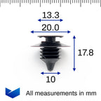 Interior Trim Panel Clip, Fir Tree Shaft, Black - image 2