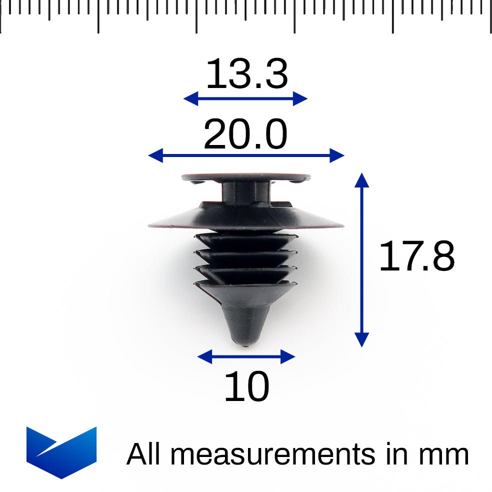 Interior Trim Panel Clip, Fir Tree Shaft, Black - image 2