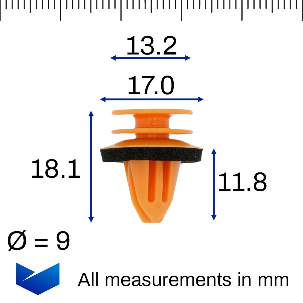 Interior Trim Panel Clip, Orange with Washer - image 2
