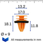 Interior Trim Panel Clip, Orange with Washer - image 2