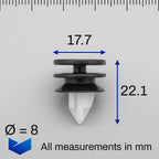 Trim Panel Clip, White and Black - image 2