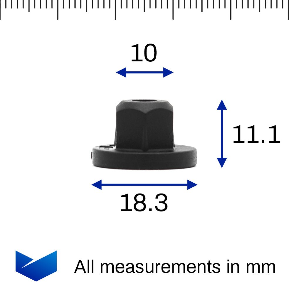 Plastic Nut, 10mm, Unthreaded - image 2