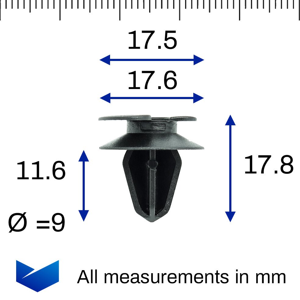 Interior Trim Clip, Black, with Crescent Head - image 2