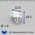 Sill Skirt Plastic Moulding Clip, White - image 2