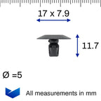 Rubber Weatherstrip Seal Clip, 4-5mm Hole - image 2