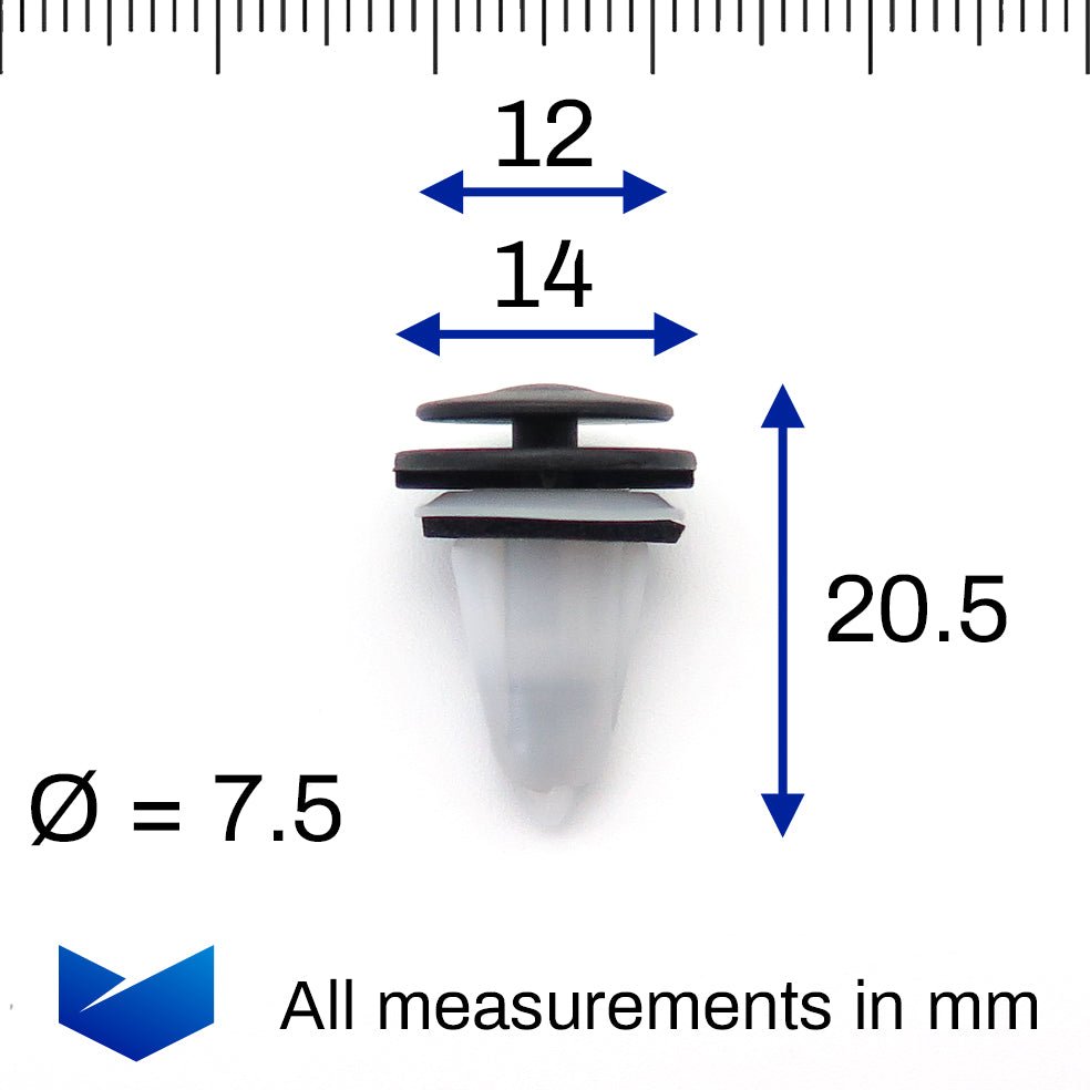Trim Panel Clip, Black with White Insert - image 2