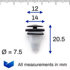 Trim Panel Clip, Black with White Insert - image 2